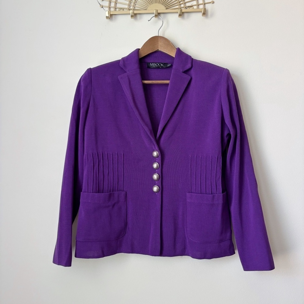 Misook Purple Pintuck Angelique Knit Jacket PXL Petite Luxury Workwear - Picture 8 of 8